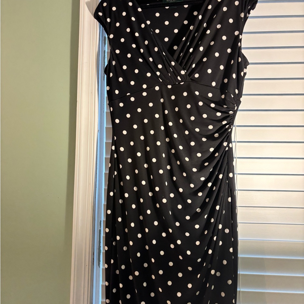 Lauren Ralph Lauren Black and White Polka Dot Midi Dress